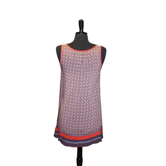 Mystree Dress Sleeveless Shift Brown Orange Print Size M - Picture 3 of 4